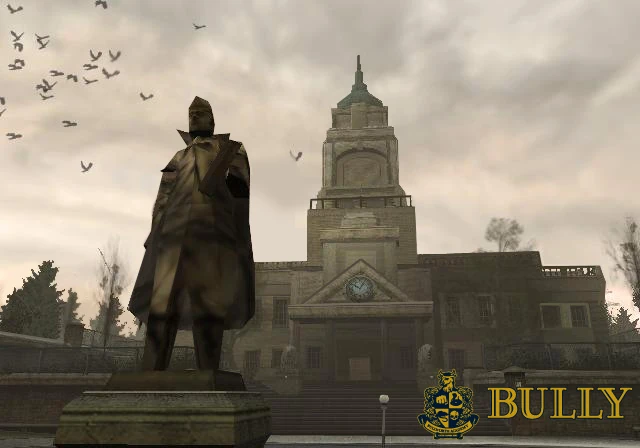 این ساختمون شهرداری Bullworth یه نماد از همون دنیاییه که یه دهه فنها فکر میکردن با Manhunt و GTA در ارتباطه، ولی ۲۰۲۳ فهمیدن همهاش یه دروغ ویکیای بوده.