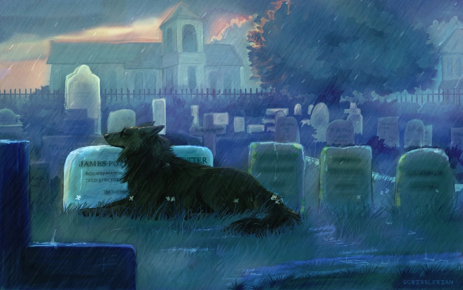 Padfoot and Prongs fan art — the exact duo believers swore they spotted in Vice City, when Rockstar wouldn't touch Rowling's copyright with a ten-foot pole.