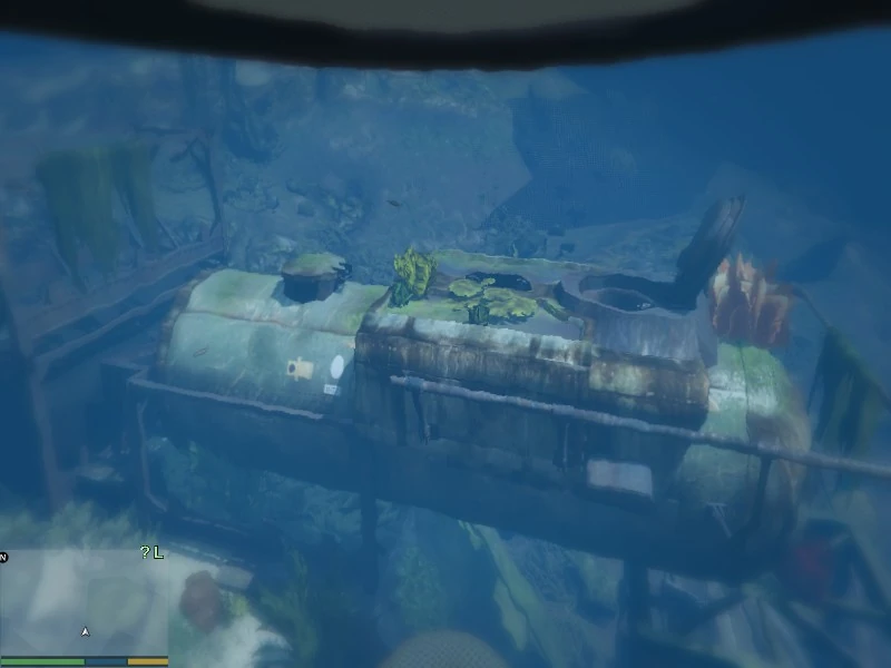 The rusted hulk of the Sunken Submersible lies off Pacific Bluffs, its grime-caked mystery symbols still fueling fan theories about Frank Mathers' missing sub.