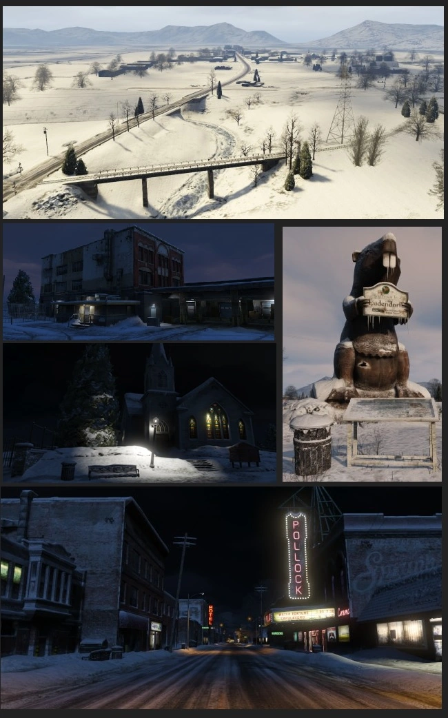 North Yankton just vibing in mid-air above the ocean like Rockstar forgot to hit delete—peak GTA Online jank that took a whole two-player ritual to reach.