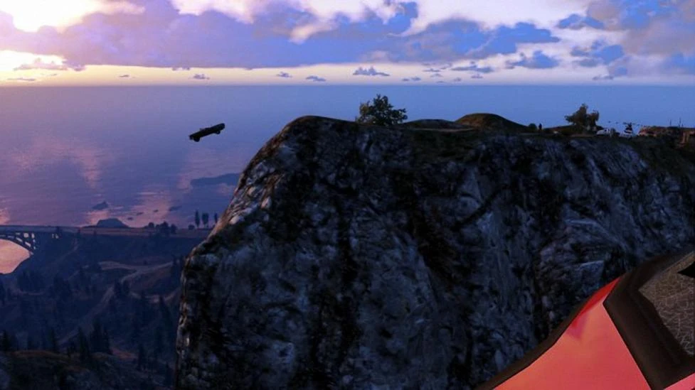 The iconic cliffside standoff: two women cornered by cops at Chiliad's edge, recreating cinema's most famous final ride. Helicopter required, 7-8 PM only.