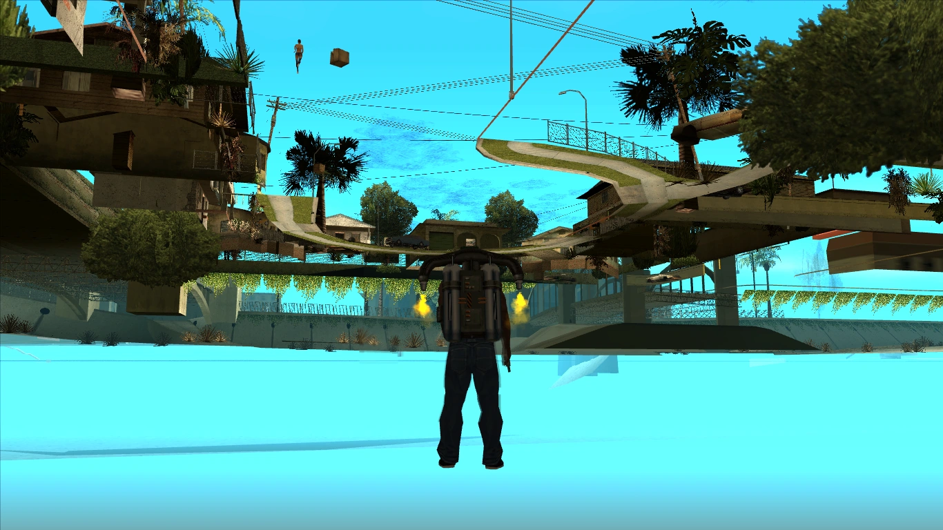San Andreas Blue Hell from below the map — the exact drop zone when negative buoyancy makes water literally cease to exist for your vehicle.