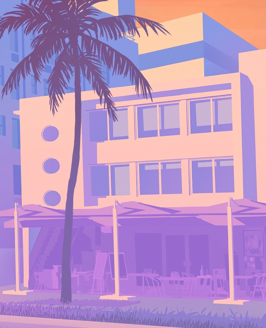 The Ocean Beach hotel in GTA VI artwork — Rockstar's second Scarface nod to this exact building, 20 years after Apartment 3c in Vice City.