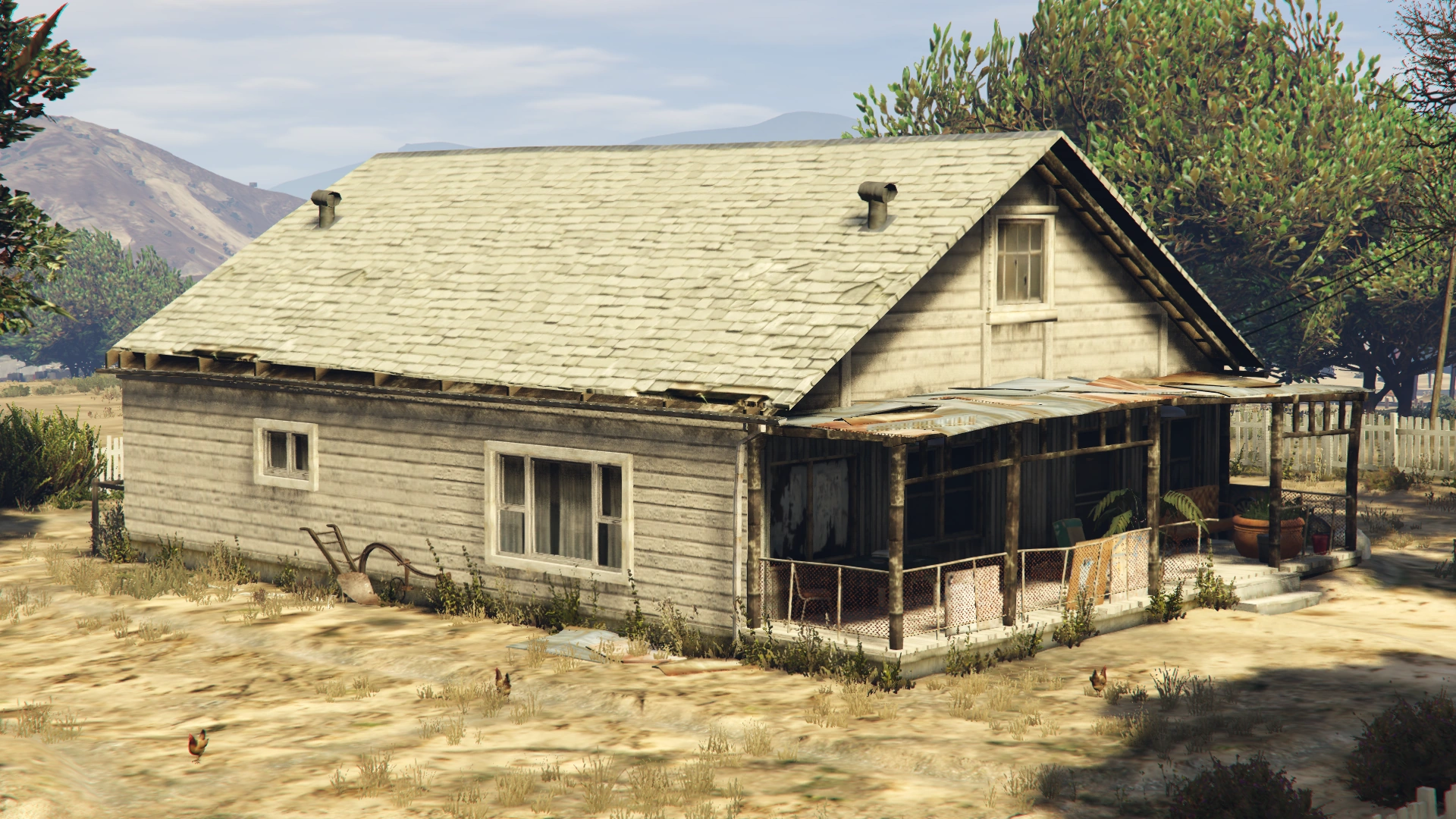 Close-up on the rundown shack — prime real estate for a cross-game Easter egg.