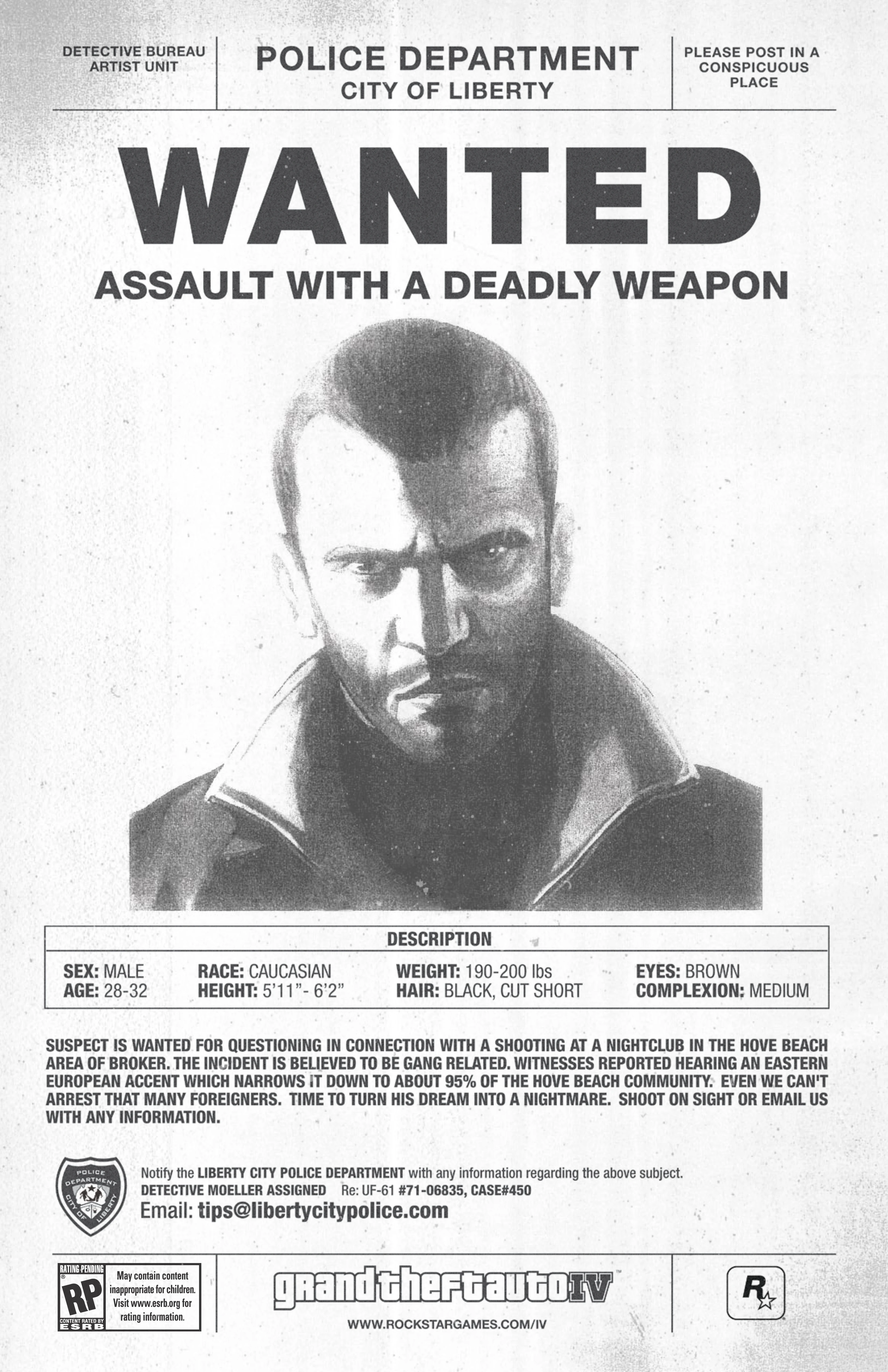 The original GTA IV most wanted poster with Niko Bellic — now you see why spotting this hit different.