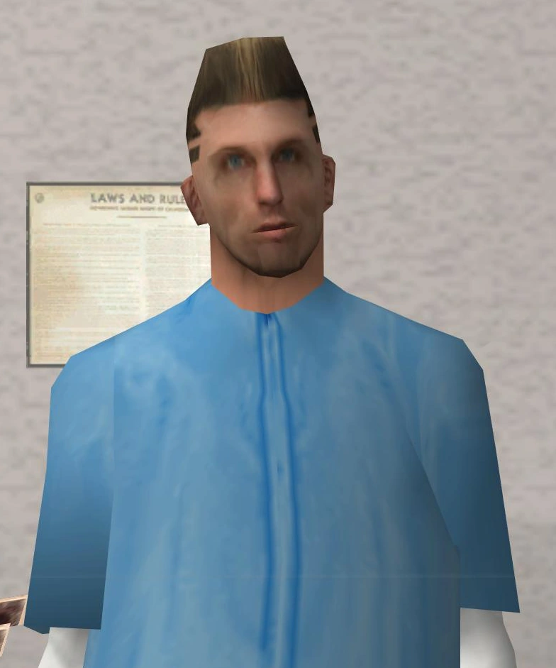 Baby blue shirt, thousand-yard stare — this barber's about to drop a Kifflom on you.