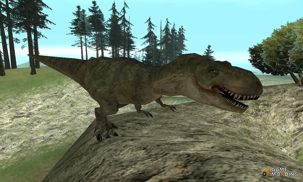 San Andreas had dinos too, but only GTA V hides a legit dinosaur model in its files — Rex's purple mascot.