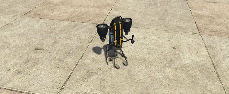 The Thruster from GTAO — the jetpack Rockstar eventually built instead of the commented-out code.