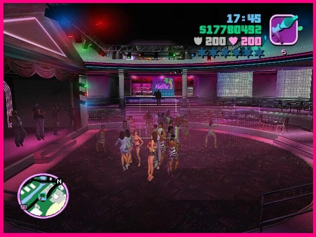 The Malibu Club walls hold Jason Voorhees's hockey mask and costume — the OG horror Easter egg that started it all for GTA.