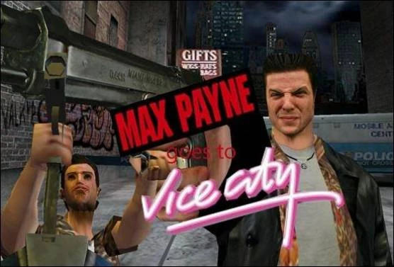 این تصویر احتمالاً یه صحنه از Max Payne یا GTA: Vice City رو نشون میده که به یاد میآره چطور راکاستار از همون صداپیشهها توی هر دو بازی استفاده کرده — نوید خوانساری و بقیه توی هر دو دنیای تاریک و آفتابی حضور داشتن.