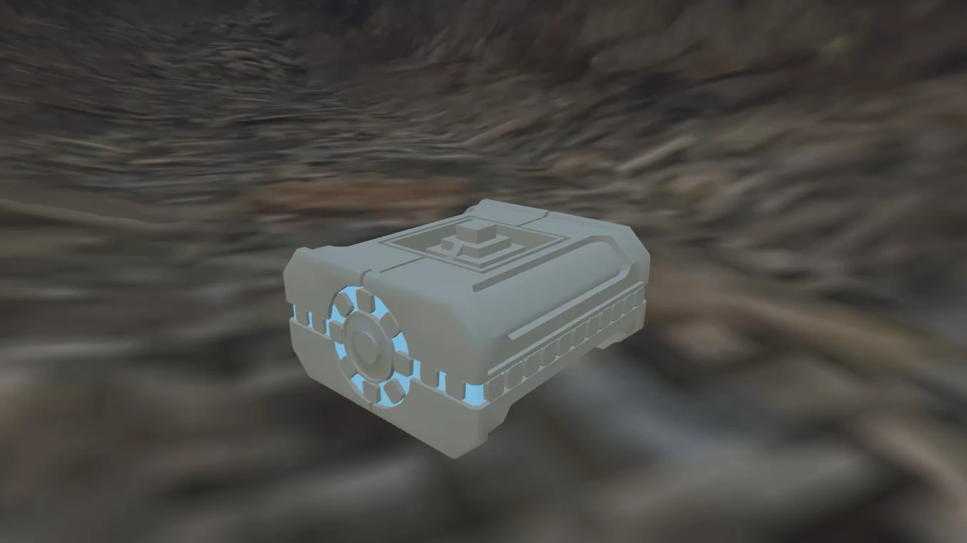 One of the 50 glowing Spaceship Parts scattered across the map — Omega's 'alien debris' waiting to be found.