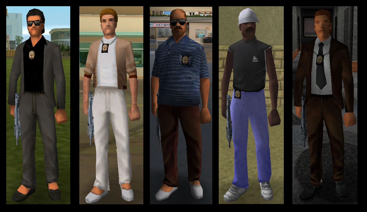 این همون لباس آبی-صورتی افسانه‌ایه که وقتی چیتا رو می‌بینی یاد Miami Vice می‌افتی — Vice City واقعاً داره به اون سریال قدیمی احترام می‌ذاره.