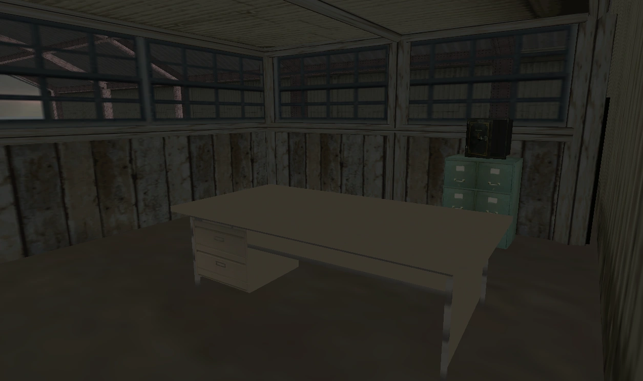 The saferoom inside the boathouse — the busted-open safe and knocked-over stool scream cut content, a break-in scene left unexplained in Vice City's story.
