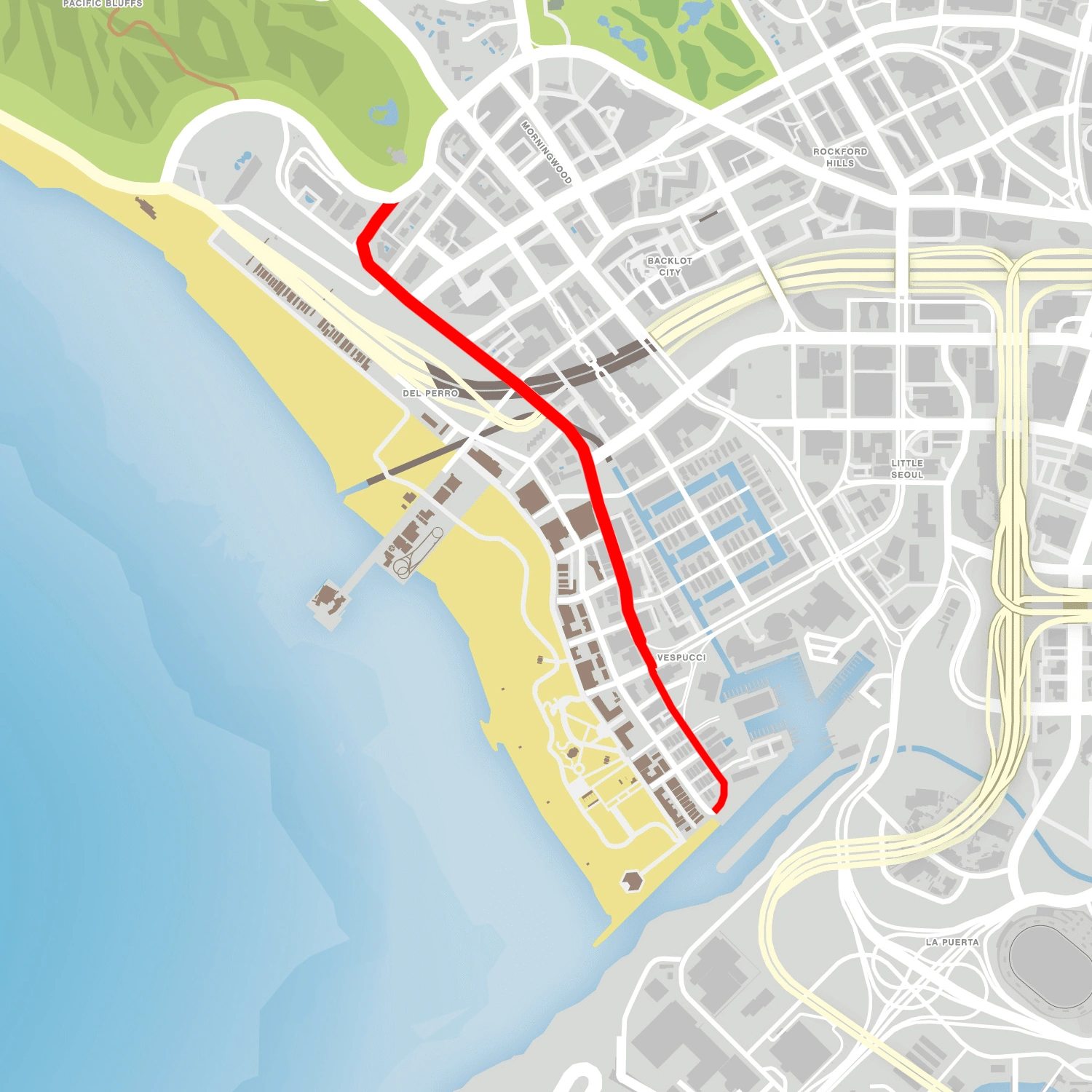 نقشه‌ای از خیابان Bay City Avenue که اگه لو نمی‌رفت، الان باید اسمش Jellyfish، Coney یا English Harbor می‌بود.