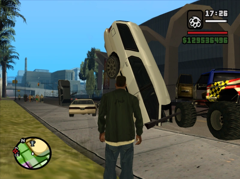 Monster Truck upside down is classic San Andreas jank. The dance minigame overflow? That's next-level PC jank.
