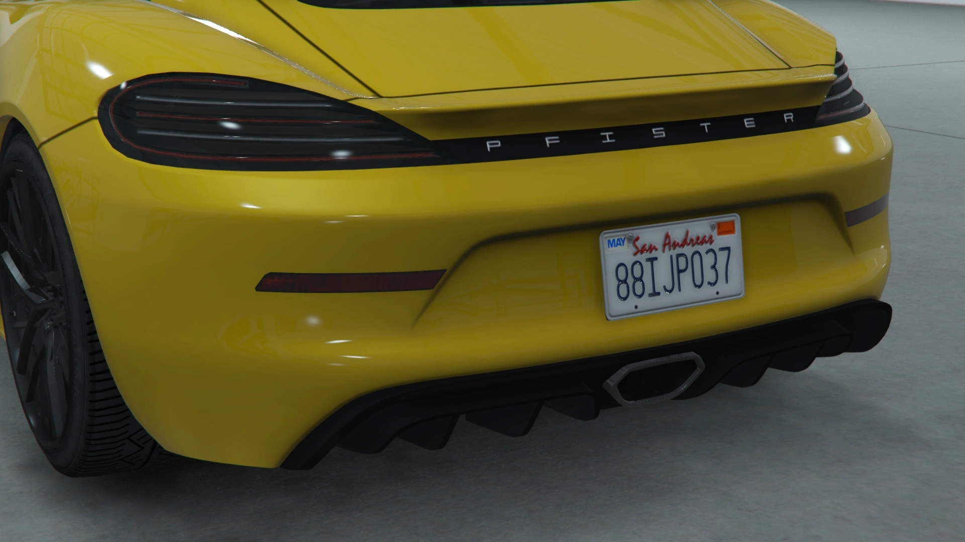 Stock rear bumper on the Growler — can't tell from the back, but the driver in first-person gets treated to a one-of-a-kind startup tone.