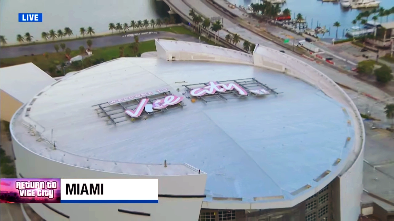 GTA VI Sign Installed on Miami Arena Roof